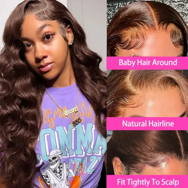 Mossily HD 300% 30 40 Inchs 13x6 Body Wave Lace Front Human Hair Wigs Chocolate Brown 13x4 Lace Frontal Wig Transparent - Image 33