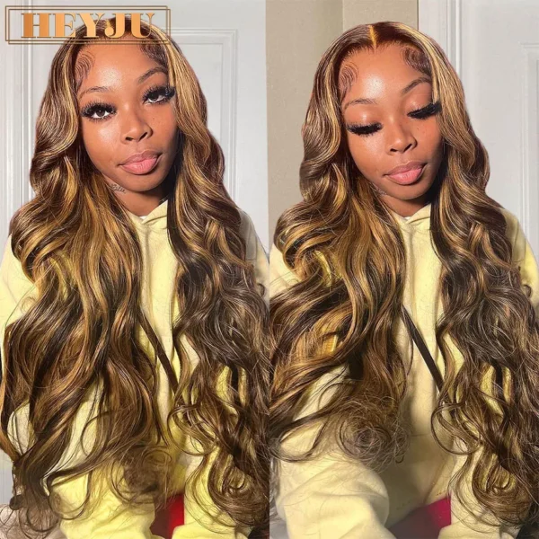 30 Inch Colored Highlight Human Hair Wigs Brazilian Body Wave Lace Front Wigs For Women 13x4 13x6 Hd Transparent Loose Wave Wig - Image 9