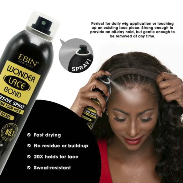 Ebin New York Wonder Lace Bond Adhesive Melting Spray Extreme Firm Hold Supreme - Maximum Hold, Perfect for Daily Use - Image 4