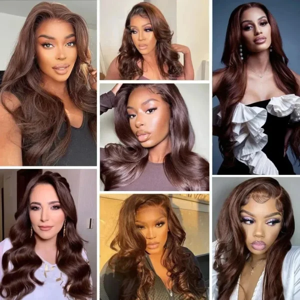 200 Density Chocolate Brown Body Wave Lace Front Human Hair Wigs Brazilian HD Lace Frontal Wigs 13x5 13x7 Preplucked For Women - Image 6