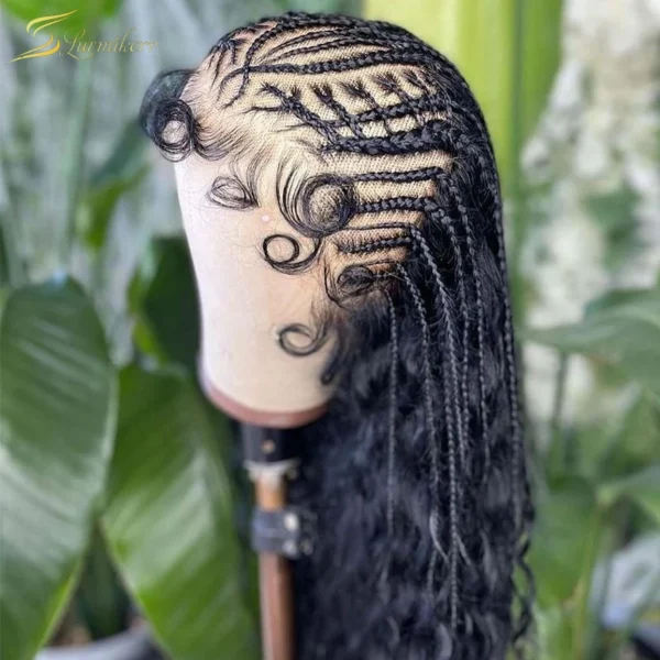 360 Lace Frontal Wig Full Deep Wave Lace Front Curly Human Hair Wig Braided Brazilian HD Transparent For Black Women Preplucked - Image 4