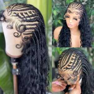 360 Lace Frontal Wig Full Deep Wave Lace Front Curly Human Hair Wig Braided Brazilian HD Transparent For Black Women Preplucked