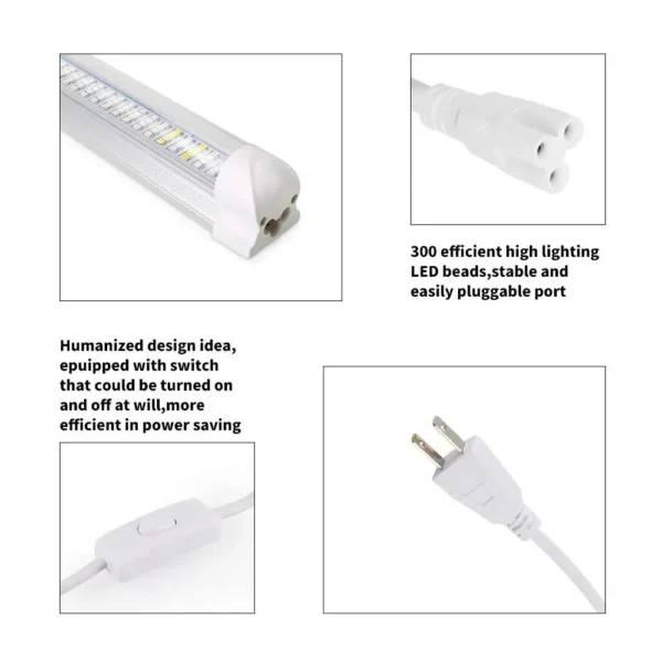 Power Cord Cable for T8 Tube LED Grow Light with On Off Switch 3Pin Integrated Tube Connector Extension Cable EU US Plug - Image 12