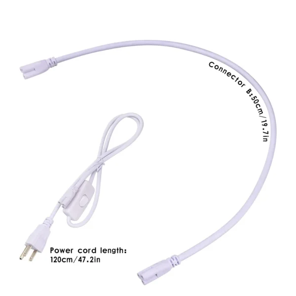 Power Cord Cable for T8 Tube LED Grow Light with On Off Switch 3Pin Integrated Tube Connector Extension Cable EU US Plug - Image 8