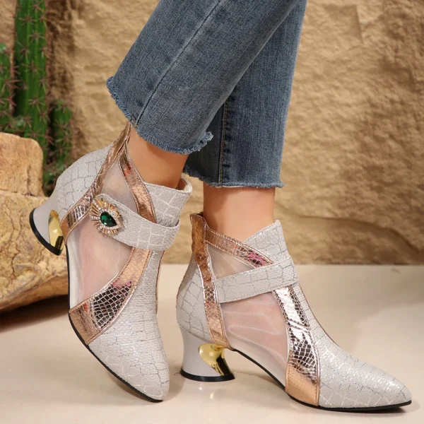 Spring and Summer New High Heel Mesh Boots Hollow Mesh Sandals Thick Heel Fashion Women's Shoes Women's Sandals - Image 31