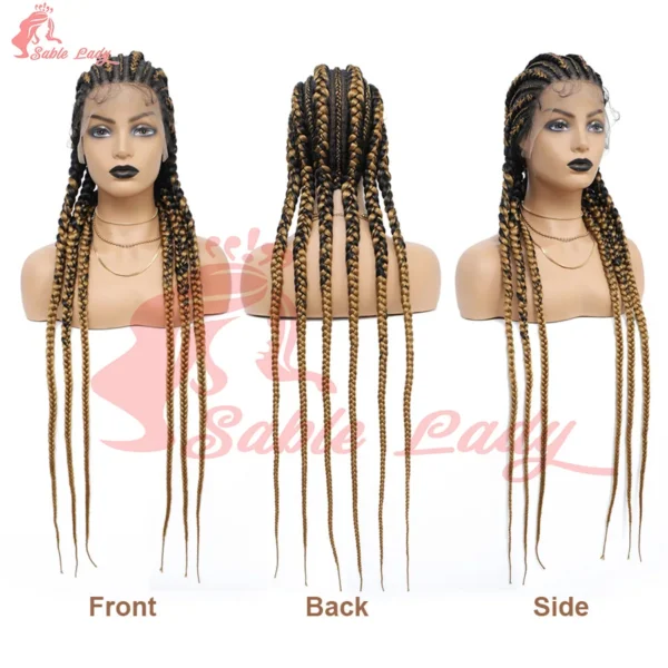 Synthetic Full Lace Front Wigs Braided Wigs For Black African Women 6 Braids With Baby Hair 36 Inches Cornrows Box Braided Wigs - Image 7
