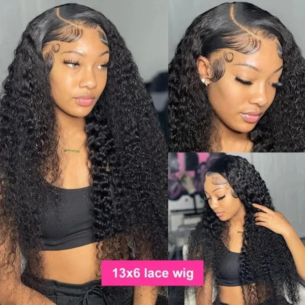 250 Density Water Wave Curly 13x6 Deep Wave HD Transparent Lace Frontal Human Hair Wigs 30 40 Inch 13x4 Lace Front Wig Brazilian - Image 2