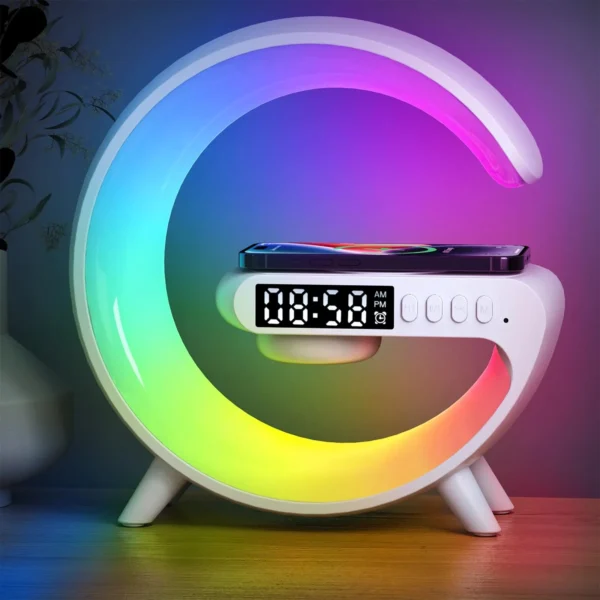 LED Smart Wake Up Light RGB Night Light with Wireless Speaker 15W Wireless Rechargeable Desk Lamp for Bedroom Bedside Game Room - Image 8