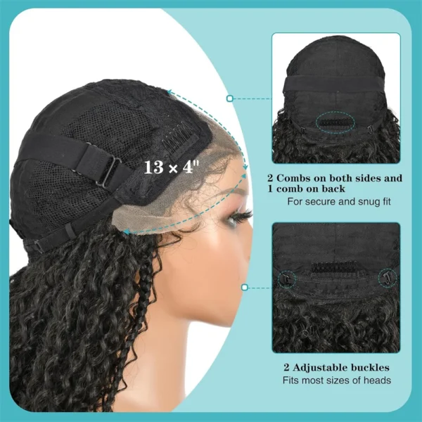 13x4 Lace Braid Wigs Human Hair Afro Kinky Curly Lace Front Wigs for Women Natural Black 250% Density Brazilian Remy Hair 16inch - Image 4