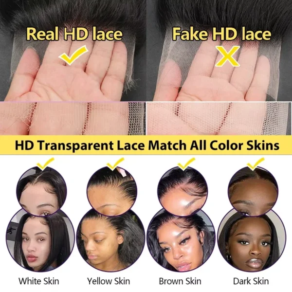 38 40 Inch 360Full Lace Human Hair Wigs Straight 13x4 13x6 HD Transparent Lace Frontal Human Hair Wigs Gift 1Bundles Human Hair - Image 5