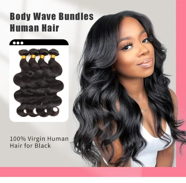 Body Wave Bundles Human Hair Brazilian Hair Weave Bundles 100% Natural Black Human Hair Extensions 1 3 4 PCS Bundles - Image 9
