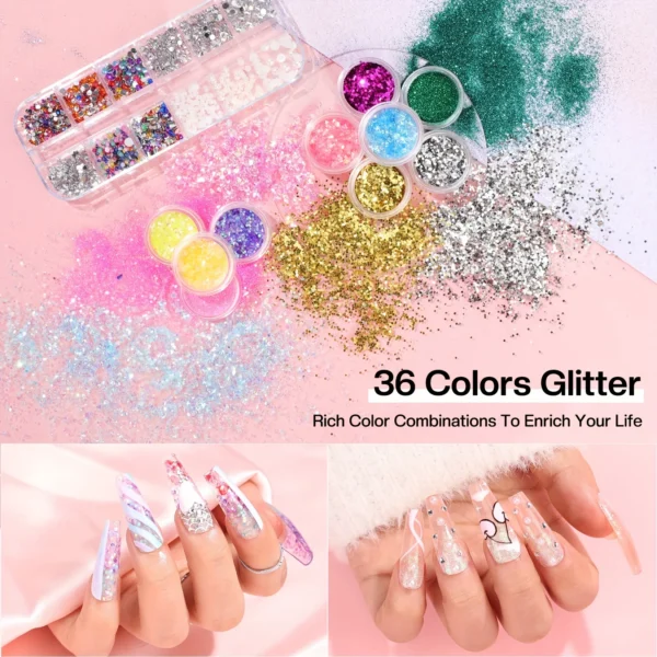 Morovan Acrylic Nail Kit for Beginners:with Everything Professional AcrylicNail Kits Set with Glitter AcrylicPowder UV Lamp for - Image 4