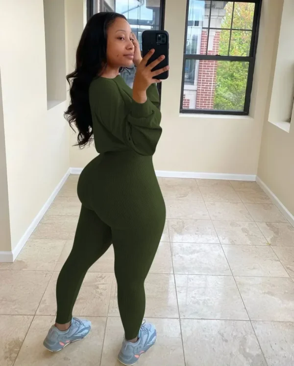 Fashion Summer Solid Lucky Label Letter Embroidery Two Piece Sets Women Sweatshirt+Leggings Casual Sporty Tracksuits Female - Image 32