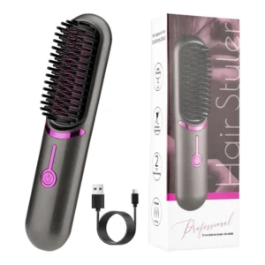 Cordless Hair Straightener Brush Portable Straightening Brush Travel Comb Straightener Women Lightweight Rechargeable
