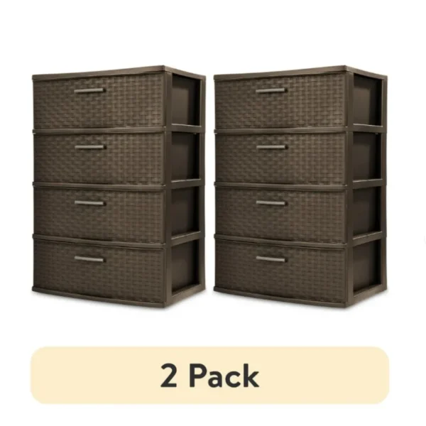 Stylish 4 Drawer Wide Woven Plastic Organizer for Home Storage Needs and Durability - Image 6