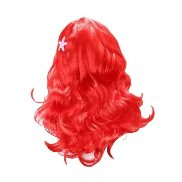 Little Mermaid Ariel Princess Girl Wig Accessories Halloween Carnival Party Kids Anime Red Wig with Starfish Cosplay Dress UP - Image 2