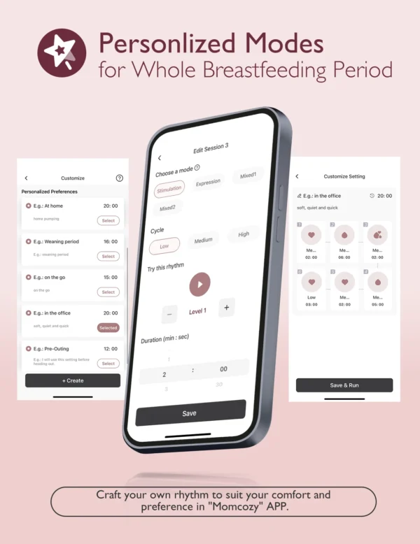 Momcozy M9 Breast Pump Hands Free Upgraded Mobile Flow, App Control with Personalized Multi-Modes & 15 Levels, 24mm - Image 3