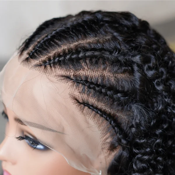Afro Kinky Curly 13x4 Lace Front Braided 100% human hair Wigs For Women 16 Inch Hand Weaving Large Lace Baby Hair Glueless Wig - Image 2