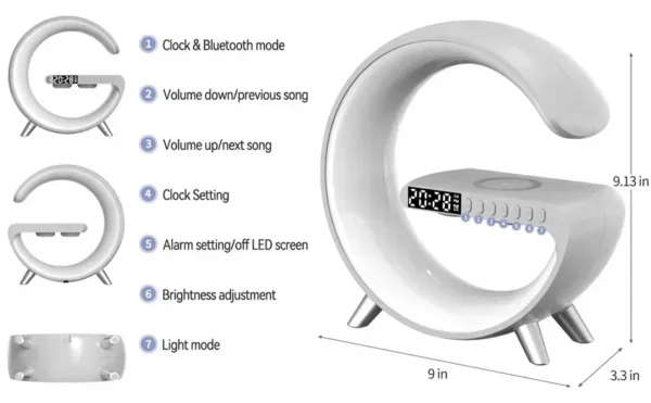 Multifunction Wireless Charger Stand Bluetooth 5.0 Speaker FM TF RGB Night Light Fast Charging Station for iPhone Samsung Xiaomi - Image 18