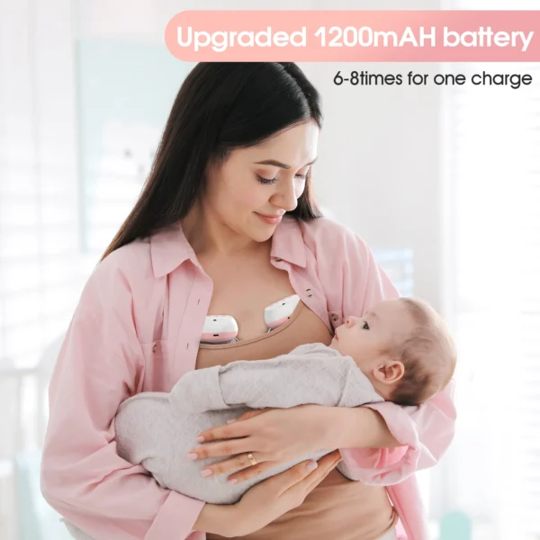 2 Pcs Electric Wearable Breast Pump 1200mAh USB Chargable Silent Milk Extractor Painless Automatic Milker Comfort Breastfeeding - Image 4