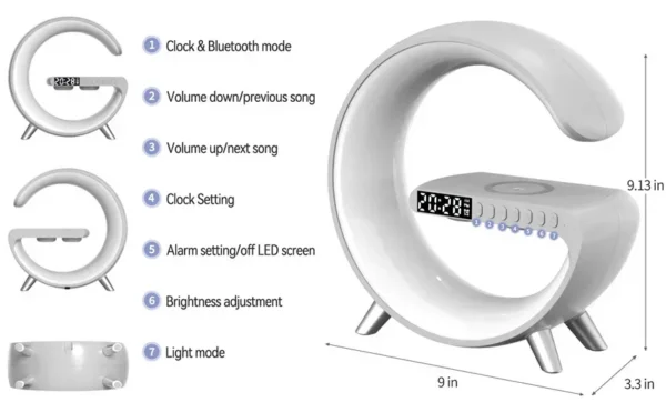Original Big G  Wireless Charger Stand LED RGB Light 15W Desk Lamp Speaker APP Control For iPhone Samsung Fast Charging Station - Image 11