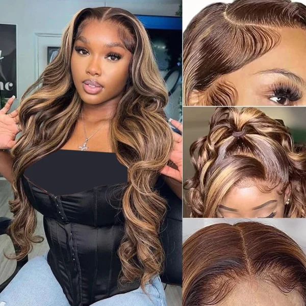 Highlight Wig Human Hair Blonde Body Wave 13X6 Hd Lace Frontal Colored Wig 13X4 Transparent Lace Front Human Hair Wig 30 36 Inch - Image 4