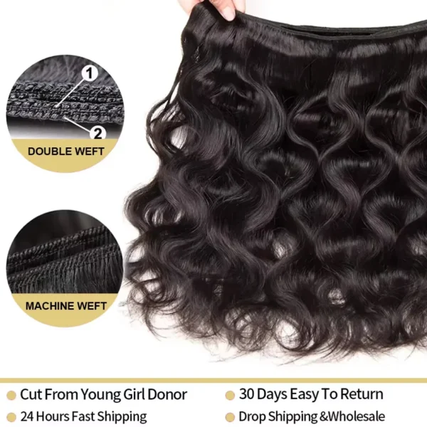 40 50 Inch Human Hair Bundles Loose Body Wave 3 Raw Hair Bundles Human Hair Natural Black Brazilian Remy Hair Weave Extensions - Image 2