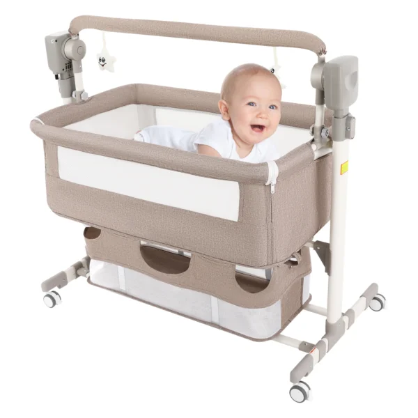 5 Gears Baby Rocking Bed Baby Crib Electric Bassinet W/ Mosquito Net Adjustable Height Nursery Bed Bluetooth Music 110V 44IBS - Image 20