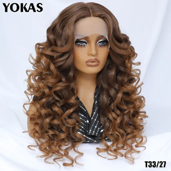 24 Inch Synthetic Lace Front Wigs For Black Women Curly Afro Lace Wigs for Afro Women Chocolate Brown Lace Front Wigs For Woman - Image 12