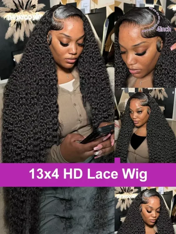 13x6 HD Transparent Loose Deep Wave Frontal Wig 250 Density 13x4 Lace Front Wig Human Hair Brazilian Raw 30 40 Inch Curly Wigs - Image 5