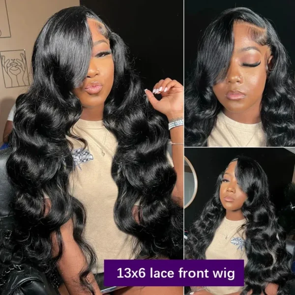 52 long inches 13x6 HD Front Wigs Transparent Lace Natural Body Wave Human Hair 200 Density  in Brazilian human hair For Women h - Image 3