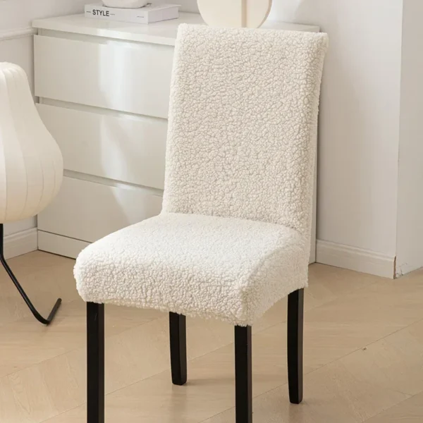 1PCS New Autumn and Winter Lambs Plush Chair Cover Solid Color  Thicken Universal Dining Chair Cover Householder Seatcover - Image 9