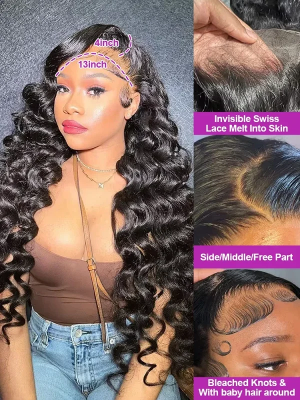 40 Inch Loose Deep Wave 13x4 13x6 HD Transparent Human Hair Wig 250 Density Brazilian Water Curly Nature Wave Lace Frontal Wigs - Image 8