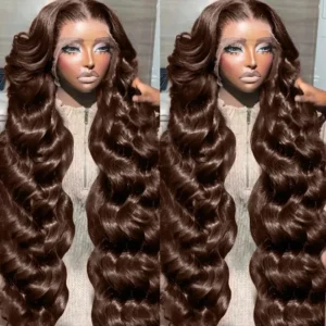 Mossily HD 300% 30 40 Inchs 13x6 Body Wave Lace Front Human Hair Wigs Chocolate Brown 13x4 Lace Frontal Wig Transparent