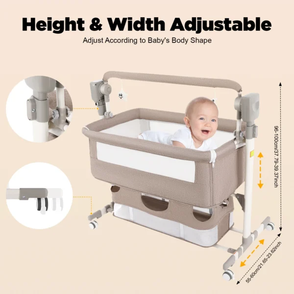 5 Gears Baby Rocking Bed Baby Crib Electric Bassinet W/ Mosquito Net Adjustable Height Nursery Bed Bluetooth Music 110V 44IBS - Image 7