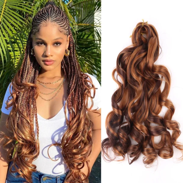French Curly Crochet Braiding Hair Synthetic Loose Wave Ombre Braids Hair for Women  Spiral Curls Pre Stretched Hair Extensions - Image 7