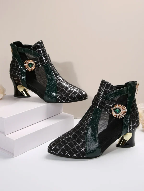 Spring and Summer New High Heel Mesh Boots Hollow Mesh Sandals Thick Heel Fashion Women's Shoes Women's Sandals - Image 13