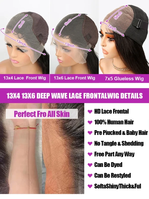 Wear Go 300% High Density Loose Deep Wave 40 50 Inch Full 13x6 13x4 HD Lace Frontal Human Hair Wig Glueless Preplucked Curly Wig - Image 6