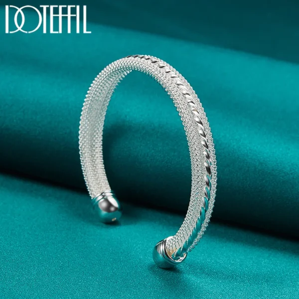 DOTEFFIL 925 Sterling Silver Woven Mesh Bangle Bracelet For Woman Man Wedding Engagement Fashion Charm Party Jewelry - Image 4