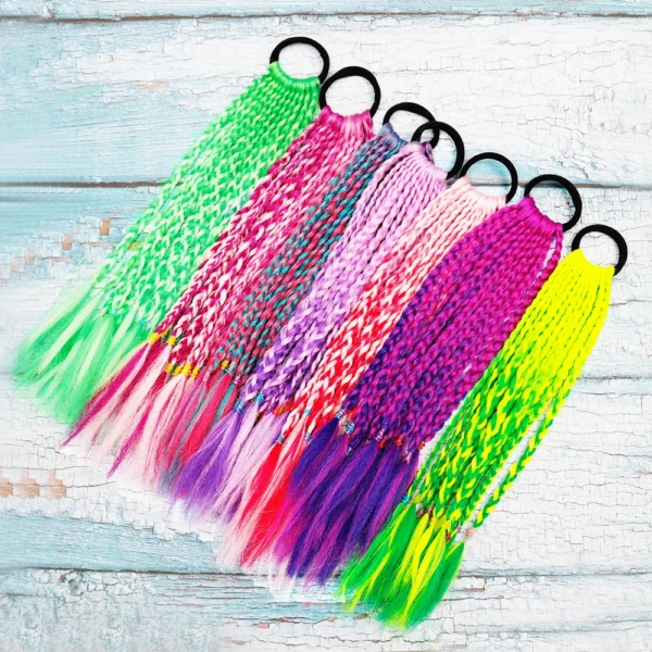 Girls Colorful Braids Ponytail Hair Ornament Headbands Rope Rubber Bands Beauty Hair Bands Headwear Braid Kids Gift Hair Accesso - Image 2