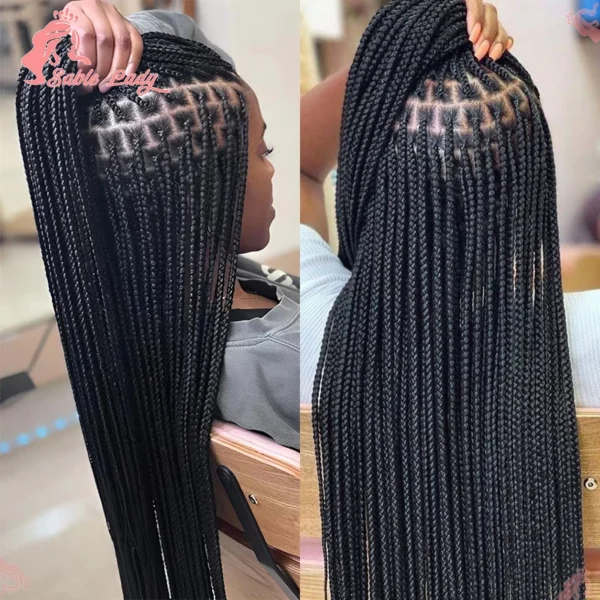 36" Synthetic Knotless Box Braided Wigs For Black Women Cornrow Braids Lace Wigs Full Lace Braids Hair Wig Black Braiding Hair - Image 11