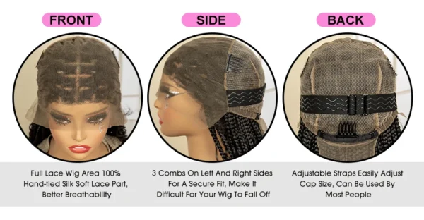36 Inches Long Boho Braided Wigs with Baby Hair Synthetic Full Lace Knotless Box Braiding Wig with Curly Lace Frontal Wig - Image 13
