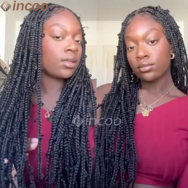 36 Inches Synthetic Lace Braided Wigs Butterfly Braids Lace Wig For Black Women Braid Wigs On Sale Clearance Box Braids Lace Wig - Image 18