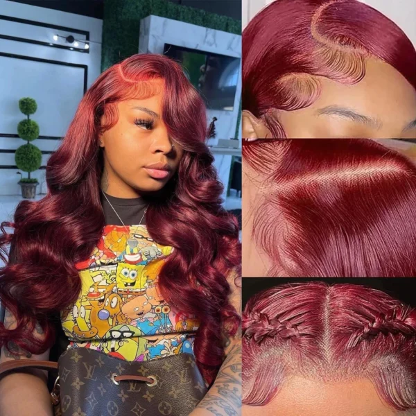 Wiggogo 30 Inch Hd Lace Wig 13X6 Hd Lace Frontal Wig 13X4 Red Lace Front Human Hair Wigs 99J Burgundy Body Wave Lace Front Wigs - Image 3