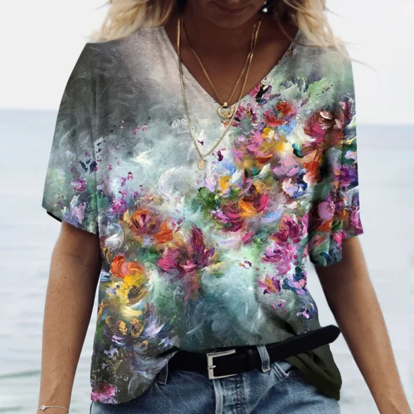 Fashion Floral Flower Graphics 3D Print T-Shirts Woman Summer T Shirt Streetwear Women's Y2K Tops Oversized Clothing Girls Tees - Image 4