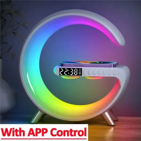Original Big G  Wireless Charger Stand LED RGB Light 15W Desk Lamp Speaker APP Control For iPhone Samsung Fast Charging Station - Image 7