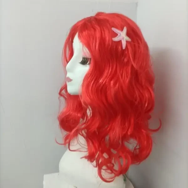 Little Mermaid Ariel Princess Girl Wig Accessories Halloween Carnival Party Kids Anime Red Wig with Starfish Cosplay Dress UP - Image 9