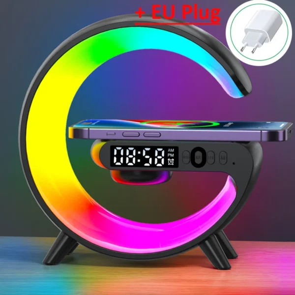 Multifunction Wireless Charger Pad Stand Speaker TF RGB Night Light 15W Fast Charging Station for iPhone Samsung Xiaomi Huawei - Image 10