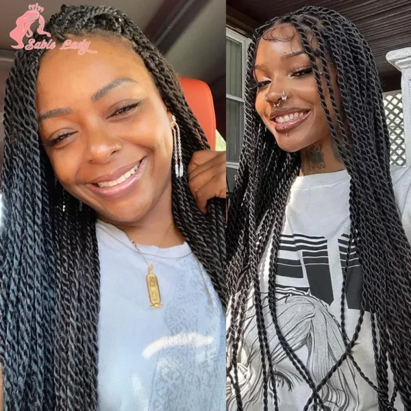 Long 36“ Synthetic Full Lace Wigs Twist Box Braided Wigs Lace Front Wig Knotless Braids Wig Black Women Cornrow Box Braided Wigs - Image 13