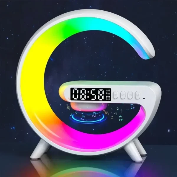 Multifunction RGB Light Bluetooth Speaker Alarm Clock 15W Wireless Charger Stand Pad For iPhone Samsung Fast Charging Station - Image 8